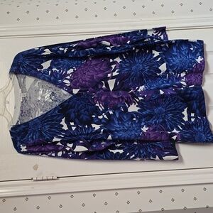 Brand New Isaac Mizrahi Floral Cardigan. Purple and Blue. Long Sleeve. Size 1X